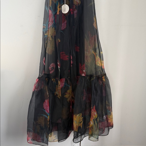 NWT Staud floral print sheer lined shirt sleeve hi neck maxi dress sz S - Picture 11 of 11